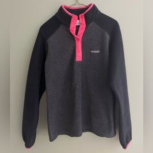 Columbia Black and Pink Button-Up Fleece